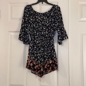 Aqua floral romper